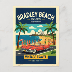 Bradley Beach NJ Jersey Shore Retro Postcard