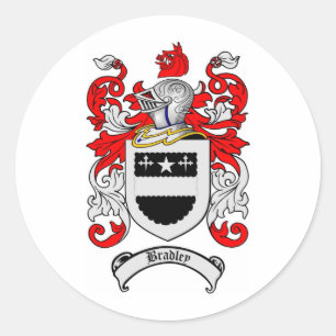 BRADLEY FAMILY CREST -  BRADLEY COAT OF ARMS CLASSIC ROUND STICKER