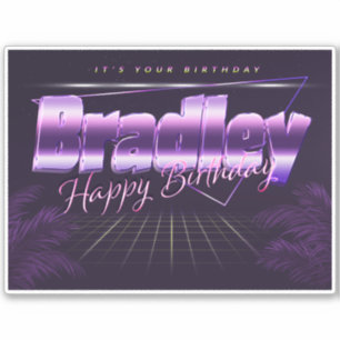 Bradley Name First name lila retro Sticker Birthda