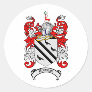 BRADSHAW FAMILY CREST -  BRADSHAW COAT OF ARMS CLASSIC ROUND STICKER