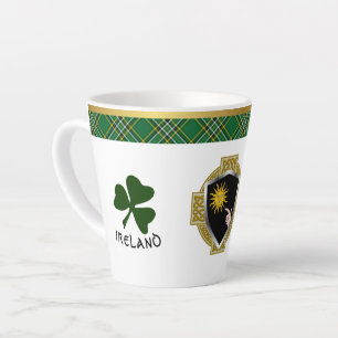 Brady Irish Shield & Tartan Personalized Latte Mug