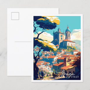 Braga Italy vintage travel illustration Postcard
