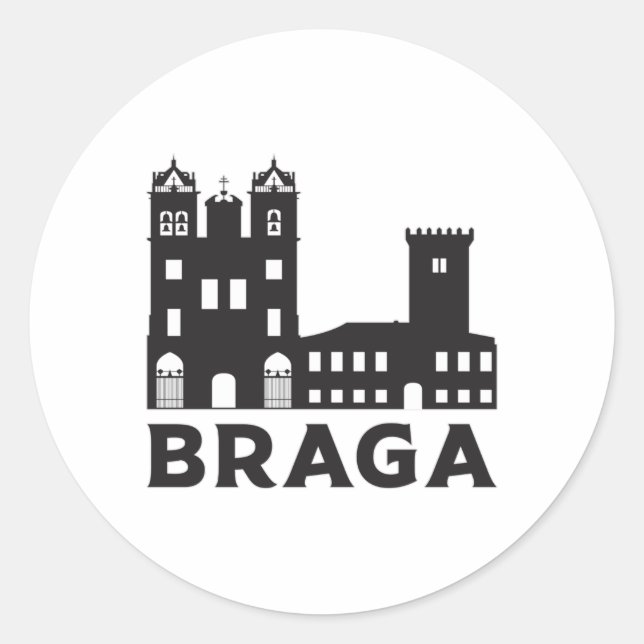 Braga Portugal City Skyline Cityscape Gift Idea Classic Round Sticker (Front)