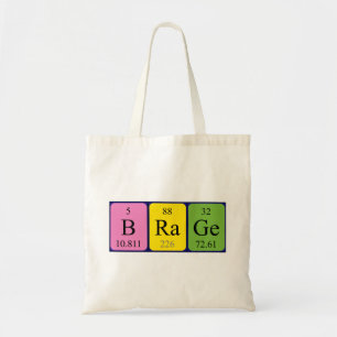 Brage periodic table name tote bag