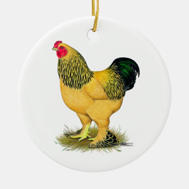 Brahma:  Buff Rooster Ceramic Tree Decoration (Front)