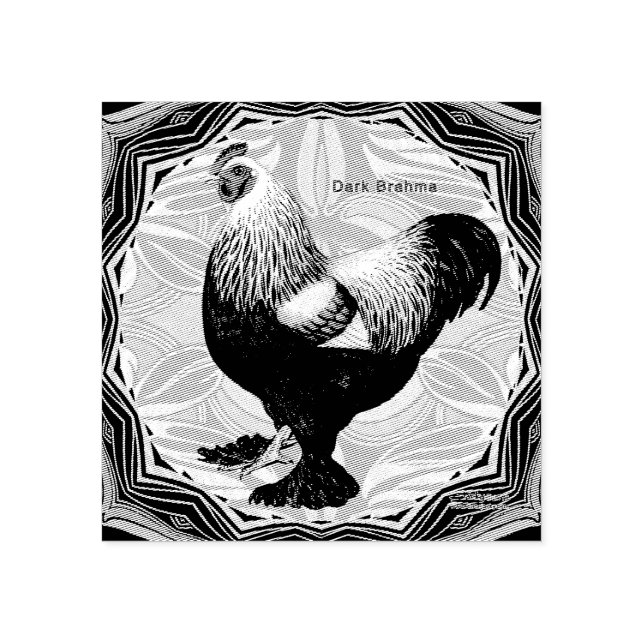 Brahma:  Fancy Dark Rooster Rubber Stamp (Imprint)