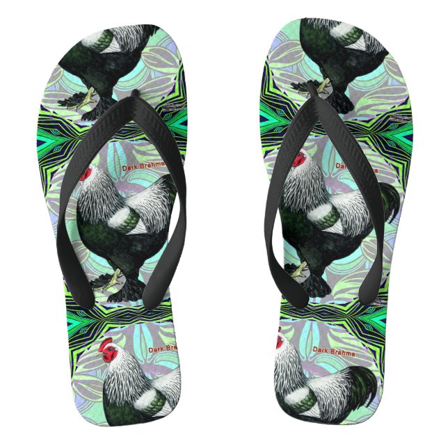 Brahma:  Fancy Dark Rooster Thongs (Footbed)