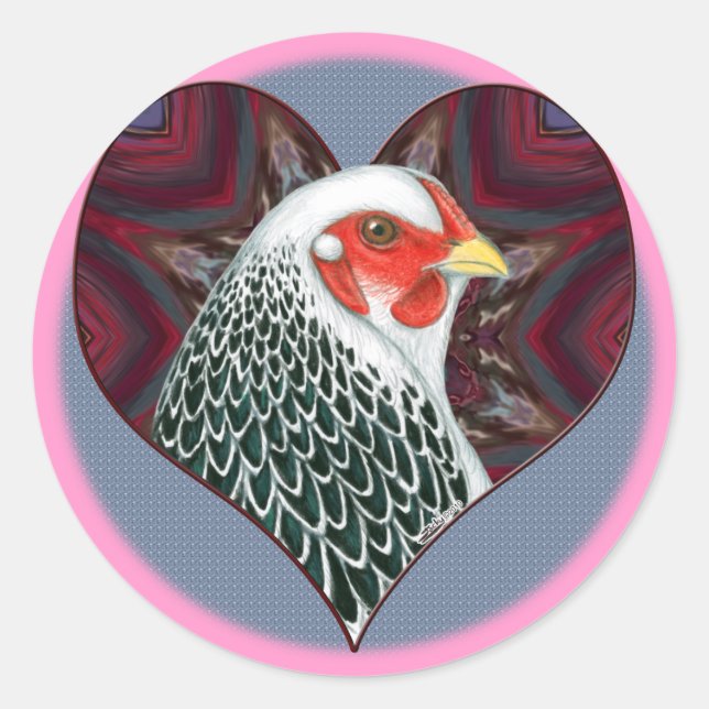 Brahma Hen Heart Classic Round Sticker (Front)