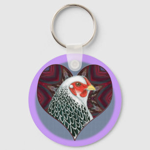 Brahma Hen Heart Key Ring