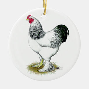 Brahma:  Light Rooster Ceramic Ornament