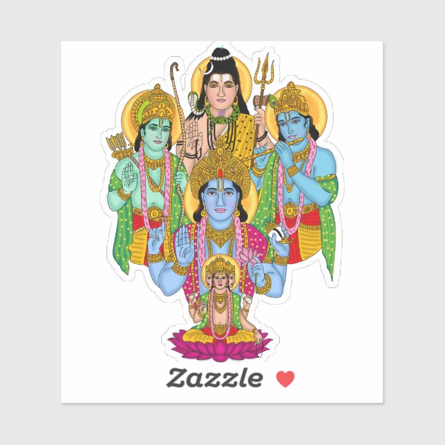 Brahma Vishnu Shiva Ram Krishna Sticker (Sheet)