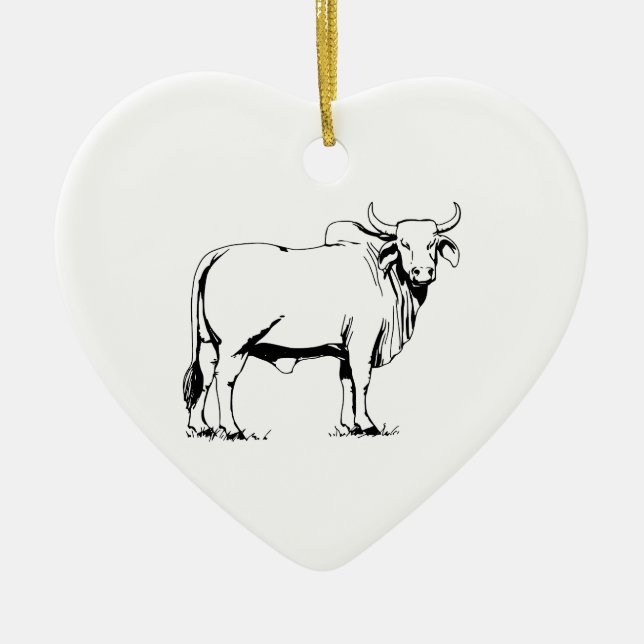 Brahman Cow Ceramic Ornament (Front)