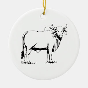 Brahman Cow Ceramic Tree Decoration