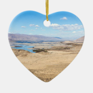 Brahmaputra river and desert landscape - Tibet Ceramic Ornament