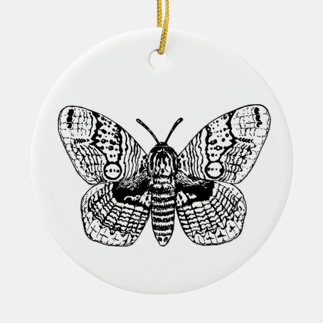 Brahmin moth drawing ceramic ornament (Front)