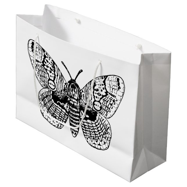 Brahmin moth drawing large gift bag (Front Angled)