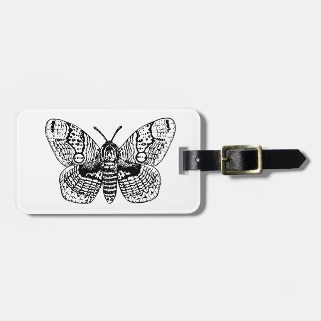 Brahmin moth drawing luggage tag (Front Horizontal)