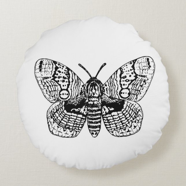Brahmin moth drawing round cushion (Back)
