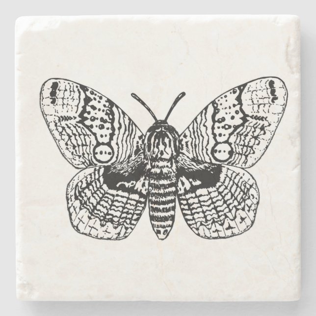 Brahmin moth drawing stone coaster (Front)