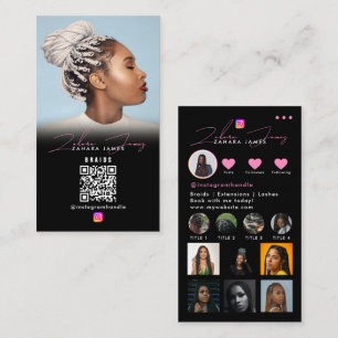Braid Hair Social Photo Grid Social Media QR Code Business Card
