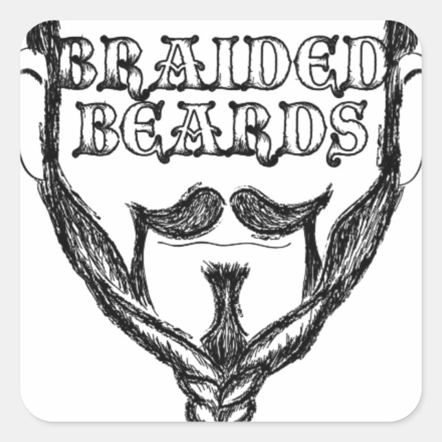braided beards square sticker (Front)