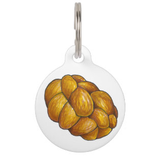 Braided Challah Bread Loaf Jewish Cuisine Holidays Pet Tag