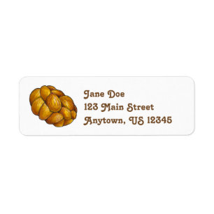 Braided Challah Bread Loaf Jewish Holiday Cuisine Return Address Label