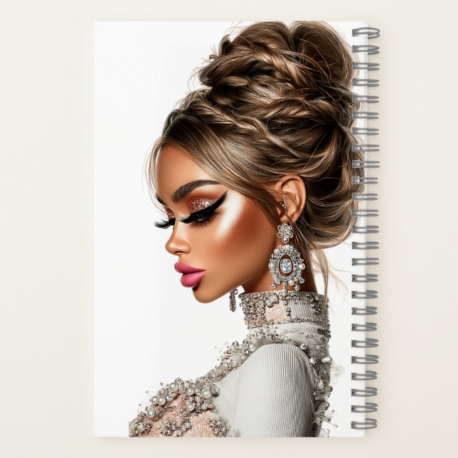  Braided Elegance Glam Girl Spiral Notebook (Back)