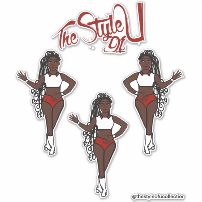 Braided Majorette / Dancer Stickers Red (Front)