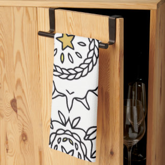 Braided Mandala and Leaf Motif Design Tea Towel