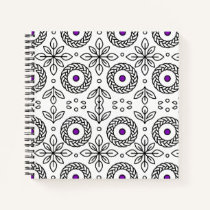 Braided Mandala and Leaf Motif Spiral Notebook