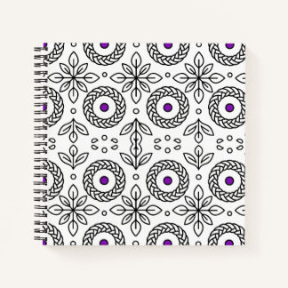 Braided Mandala and Leaf Motif Spiral Notebook