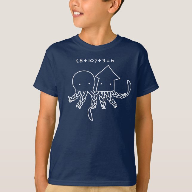 [Braided octopus and squid (White] Octopus and squ T-Shirt (Front)