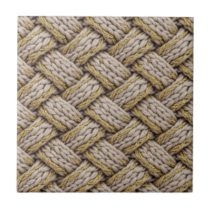 Braided Thread Knit Texture – Warm Beige (3) Ceramic Tile