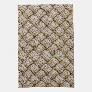 Braided Thread Knit Texture – Warm Beige (3) Tea Towel