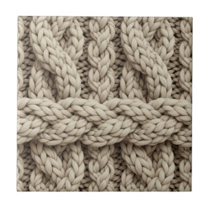 Braided Thread Knit Texture – Warm Beige (4) Ceramic Tile