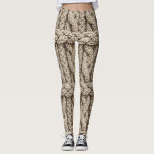 Braided Thread Knit Texture – Warm Beige (4) Leggings
