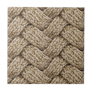 Braided Thread Knit Texture – Warm Beige Ceramic Tile