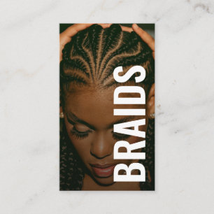 Braids bold Typography script handwritten photo  Business Card