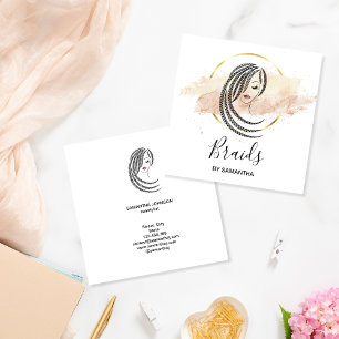 Braids Braided Hair Afro American Woman Business C Square Business Card