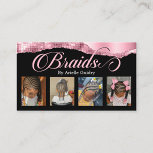Braids Hair Braiding Stylist Salon Add Photos Pink Business Card