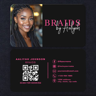 Braids Hair Stylist Photo QR Code Business Card