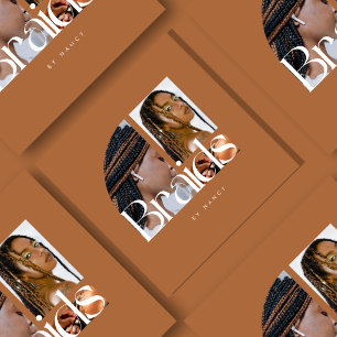 Braids Photo Collage Terracotta Square Business Card