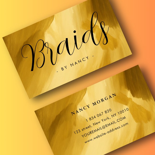 Braids Typography Gold brush stroke  Business Card (Creator Uploaded)
