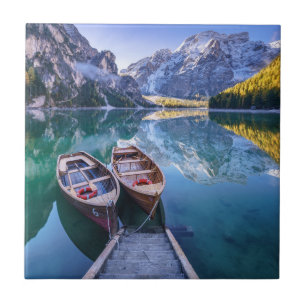 Braies Lake   Dolomite Alps, Italy Ceramic Tile