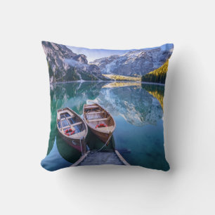 Braies Lake Dolomite Alps, Italy Cushion