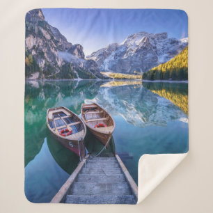 Braies Lake Dolomite Alps, Italy Sherpa Blanket