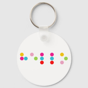 Braille blind alphabet letters hello text key ring