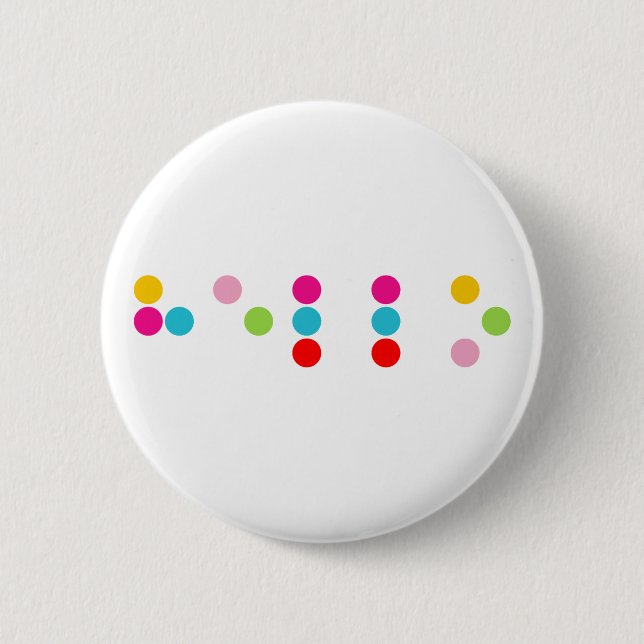 Braille blind language alphabet letters hello text 6 cm round badge (Front)