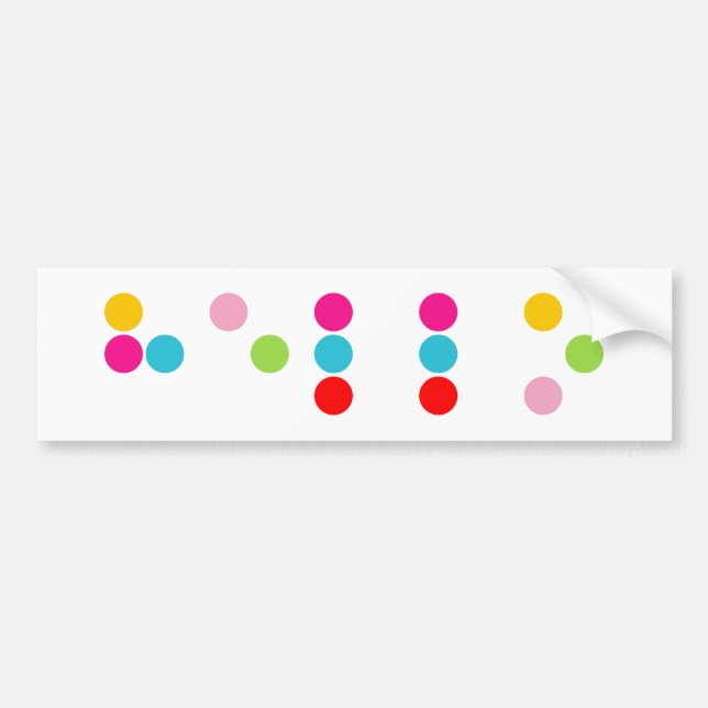 Braille blind language alphabet letters hello text bumper sticker (Front)